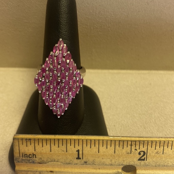 Sterling silver light red gemstone ring - Picture 2 of 5